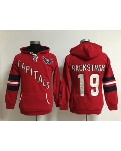 Washington Capitals #19 Nicklas Backstrom Red Women's Old Time Heidi Hoodie NHL Hoodie