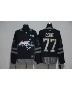 Washington Capitals #77 T.J Oshie Black Men's 1917-2017 100th Anniversary Stitched NHL Jersey
