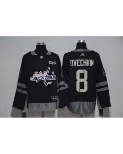 Washington Capitals #8 Alex Ovechkin Black Men's 1917-2017 100th Anniversary Stitched NHL Jersey