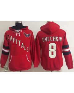 Washington Capitals #8 Alex Ovechkin Red Women's Old Time Heidi NHL Hoodie