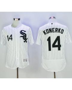 White Sox #14 Paul Konerko White(Black Strip) Flexbase Authentic Collection Stitched MLB Jersey