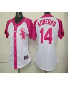 White Sox #14 Paul Konerko White/Pink Women's Splash Fashion Stitched MLB Jersey