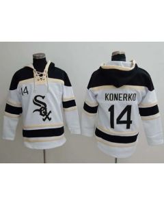 White Sox #14 Paul Konerko White Sawyer Hooded Sweatshirt MLB Hoodie