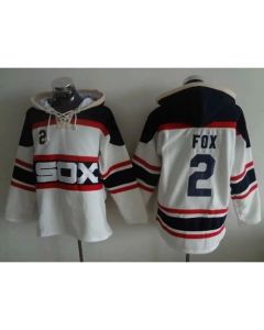 White Sox #2 Nellie Fox White Sawyer Hooded Sweatshirt Alternate Home MLB Hoodie