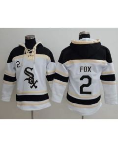 White Sox #2 Nellie Fox White Sawyer Hooded Sweatshirt MLB Hoodie