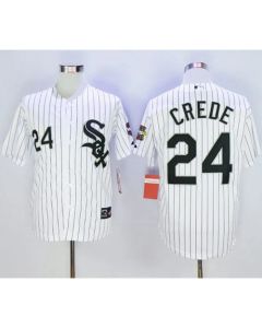 White Sox #24 Joe Crede White Throwback Stitched MLB Jersey