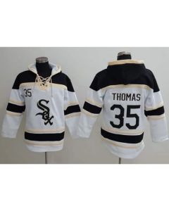White Sox #35 Frank Thomas White Sawyer Hooded Sweatshirt MLB Hoodie