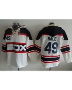 White Sox #49 Chris Sale White Sawyer Hooded Sweatshirt Alternate Home MLB Hoodie