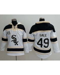 White Sox #49 Chris Sale White Sawyer Hooded Sweatshirt MLB Hoodie
