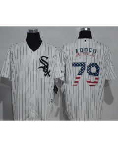 White Sox #79 Jose Abreu White(Black Strip) USA Flag Fashion Stitched MLB Jersey