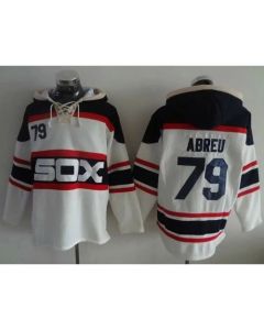 White Sox #79 Jose Abreu White Sawyer Hooded Sweatshirt Alternate Home MLB Hoodie