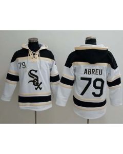 White Sox #79 Jose Abreu White Sawyer Hooded Sweatshirt MLB Hoodie