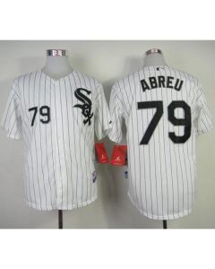 White Sox #79 Jose Abreu White With Black Strip Stitched MLB Jersey