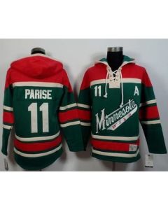 Wild #11 Zach Parise Green/Red Sawyer Hooded Sweatshirt Stitched NHL Jersey