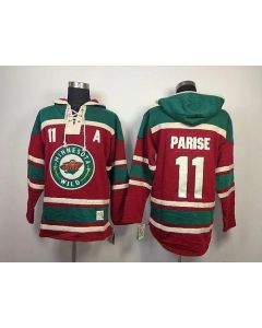 Wild #11 Zach Parise Red Sawyer Hooded Sweatshirt Stitched NHL Jersey