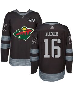 Wild #16 Jason Zucker Black 1917-2017 100th Anniversary Stitched NHL Jersey