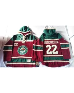 Wild #22 Nino Niederreiter Red Sawyer Hooded Sweatshirt Stitched NHL Jersey