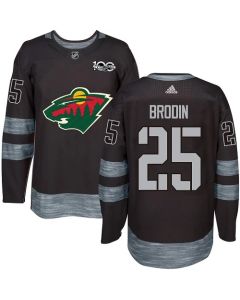 Wild #25 Jonas Brodin Black 1917-2017 100th Anniversary Stitched NHL Jersey