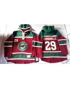Wild #29 Jason Pominville Red Sawyer Hooded Sweatshirt Stitched NHL Jersey