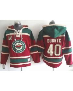Wild #40 Devan Dubnyk Red Sawyer Hooded Sweatshirt Stitched NHL Jersey