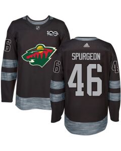 Wild #46 Jared Spurgeon Black 1917-2017 100th Anniversary Stitched NHL Jersey