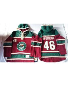 Wild #46 Jared Spurgeon Red Sawyer Hooded Sweatshirt Stitched NHL Jersey