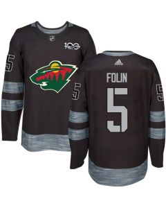 Wild #5 Christian Folin Black 1917-2017 100th Anniversary Stitched NHL Jersey