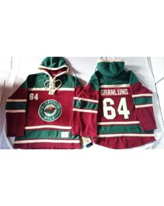Wild #64 Mikael Granlund Red Sawyer Hooded Sweatshirt Stitched NHL Jersey