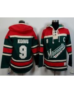 Wild #9 Mikko Koivu Green/Red Sawyer Hooded Sweatshirt Stitched NHL Jersey