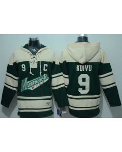 Wild #9 Mikko Koivu Green Sawyer Hooded Sweatshirt Stitched NHL Jersey