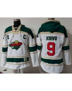 Wild #9 Mikko Koivu White Sawyer Hooded Sweatshirt Stitched NHL Jersey
