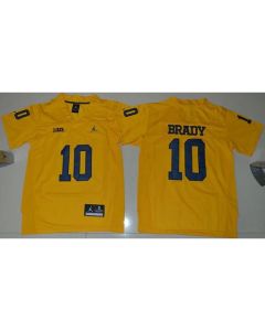 Wolverines #10 Tom Brady Gold Stitched Youth NCAA Jersey