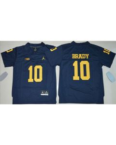 Wolverines #10 Tom Brady Navy Blue Stitched Youth NCAA Jersey
