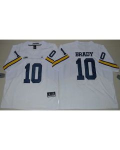 Wolverines #10 Tom Brady White Elite Stitched NCAA Jersey