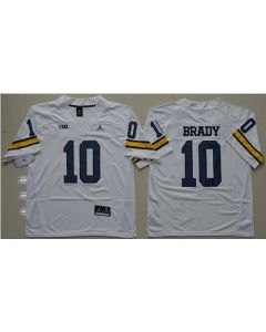 Wolverines #10 Tom Brady White Stitched NCAA Jersey