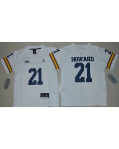 Wolverines #21 Desmond Howard White Stitched Youth NCAA Jersey
