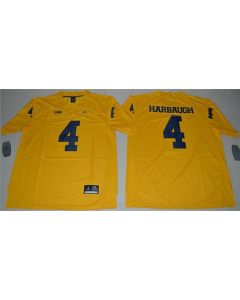 Wolverines #4 Jim Harbaugh Gold Limited Stitched NCAA Jersey