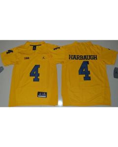 Wolverines #4 Jim Harbaugh Gold Stitched Youth NCAA Jersey