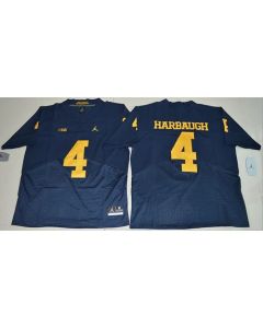 Wolverines #4 Jim Harbaugh Navy Blue Elite Stitched NCAA Jersey