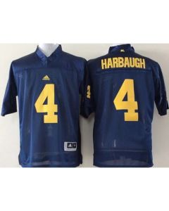 Wolverines #4 Jim Harbaugh Navy Blue Stitched NCAA Jersey (Blue Navy)