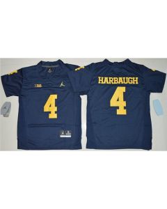Wolverines #4 Jim Harbaugh Navy Blue Stitched Youth NCAA Jersey