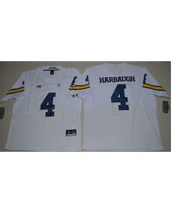 Wolverines #4 Jim Harbaugh White Elite Stitched NCAA Jersey