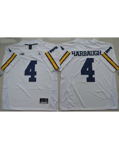 Wolverines #4 Jim Harbaugh White Stitched NCAA Jersey