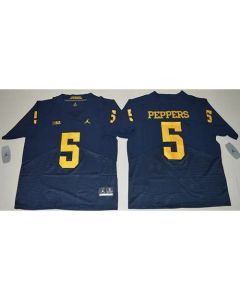 Wolverines #5 Jabrill Peppers Navy Blue Elite Stitched NCAA Jersey