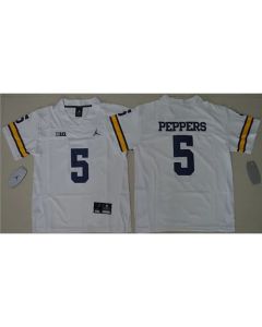 Wolverines #5 Jabrill Peppers White Stitched Youth NCAA Jersey