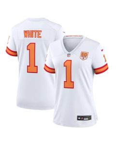 Women's '76 Tampa Bay Buccaneers #1 Rachaad White White 50th Season Game Jersey (White)
