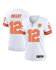 Women's '76 Tampa Bay Buccaneers #12 Tom Brady White 50th Season Game Jersey (White)