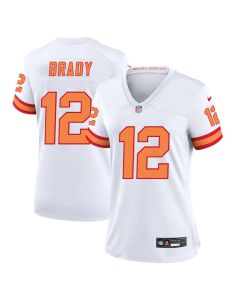 Women's '76 Tampa Bay Buccaneers #12 Tom Brady White Player Game Jersey (White)