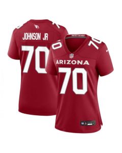 Women's Arizona Cardinals #70 Paris Johnson Jr Red 2023 Draft Stitched Jersey(Run Small)