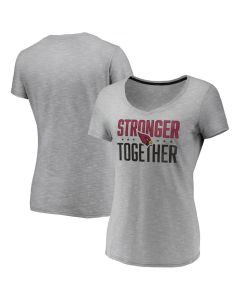 Women's Arizona Cardinals Gray Stronger Together Space Dye V-Neck T-Shirt(Run Small)